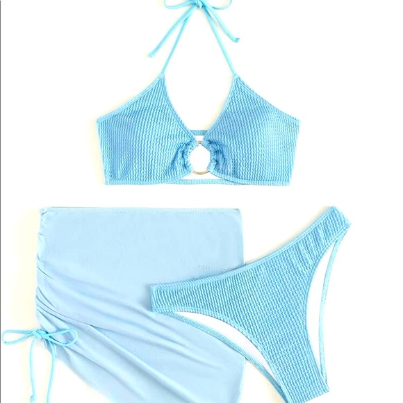 SHEIN Baby Blue Textured Bikini - Picture 1 of 2